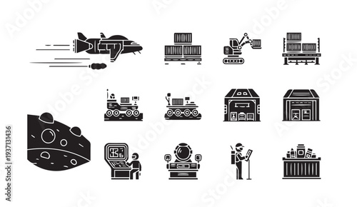 Modern industrial and technological icons for business and innovation