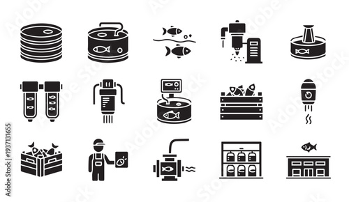 Fish and seafood industry icons for commercial use