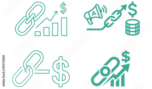 Affiliate Marketing Link Revenue Concept Icon Vector Isolated on White Background