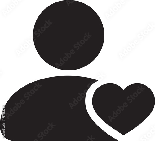 Cuadro en lienzo User Profile with Heart Icon Vector, Favorite User Symbol, Social Media Like Pro