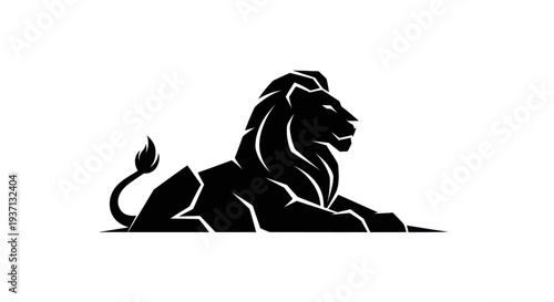 Foto Stylized lion silhouette on white background