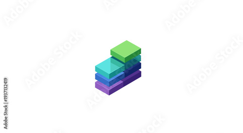 Colorful Stacked Blocks on White Background.