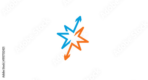 Colorful Star Icon with Blue Orange.