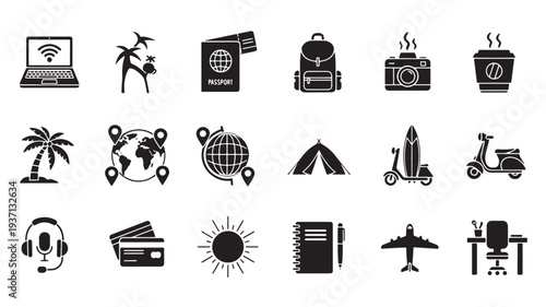 Set of 20 travel icons vector