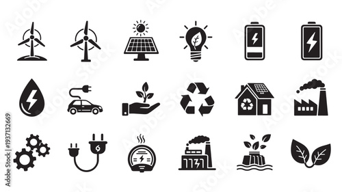 Set of 20 eco friendly icons vector