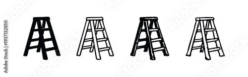Step Ladder Icon Set in Various Styles