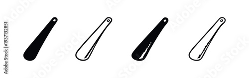 Shoehorn Icons Set. Footwear Accessory Vector Illustration for Easy Shoe Wearing. Dressing Aid Tools.