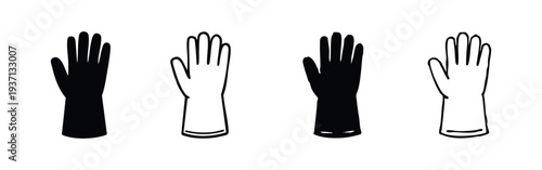 Cleaning Gloves Icon Set in Solid and Outline Style