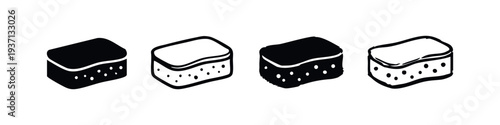Sponge icons set. Cleaning sponge, kitchenware, household items, wash, hygiene. Vector illustration.