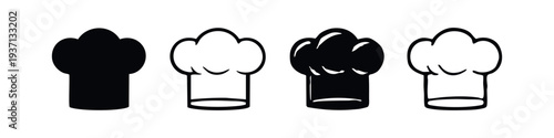 Hand Drawn Chef Hat Icon Set. Doodle Style Cook and Culinary Symbols for Restaurant Design.