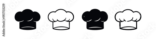 Hand Drawn Chef Hat Icon Set. Doodle Style Cook and Culinary Symbols for Restaurant Design.