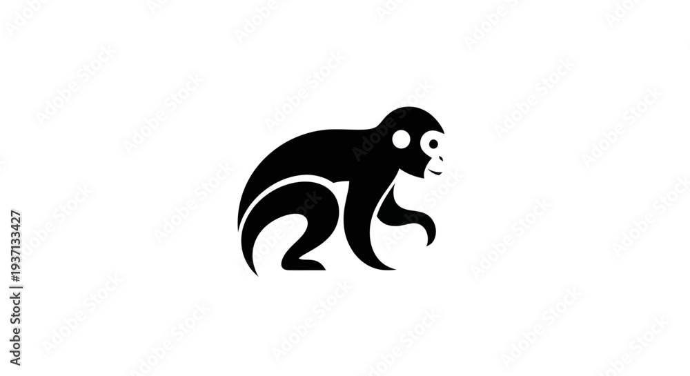 Obraz premium Stylized monkey icon on white background