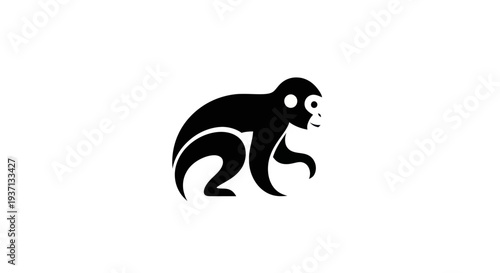 Stylized monkey icon on white background
