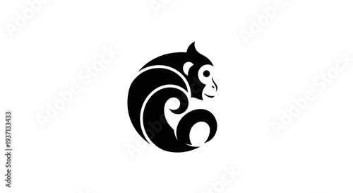 Stylized monkey icon on white background