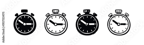 Stopwatch and Time Measurement Icons Set, Speed and Deadline Timer Vector Symbols for Urgency and Precision