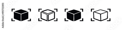 Augmented Reality (AR) 3D Cube Scanner Icon Set