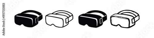 Virtual Reality (VR) Headset Icons, Angled View