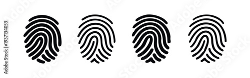 Hand Drawn Fingerprint Biometric Identification Icons, Doodle Style Security and Authentication Symbols