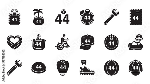 Set of 20 fitness and sports icons vector