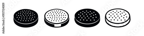 Speaker Grille or Sensor Icons Set. Circular Perforated Device Symbols for Sound Output or Input Technology.