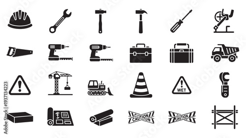 Set of 20 construction icons vector