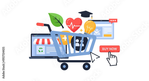 Online Shopping Cart with Diverse Product Categories - E-commerce and Digital Marketplace Concept