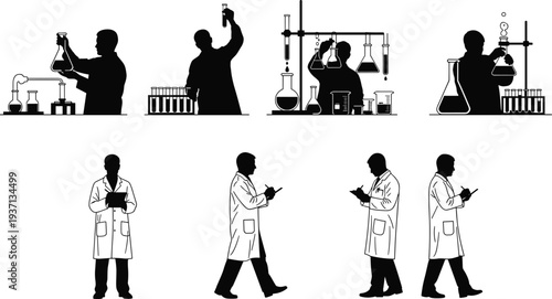 Construction worker silhouettes performing industrial tasks with scaffolding, cranes, and structural beams on a high-rise building development project site.