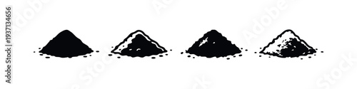 Ground Coffee Pile Icon Set. Coffee Powder or Granules Symbols.