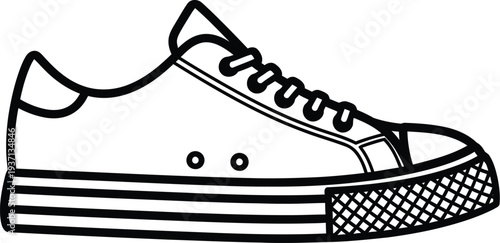 Canvas Sneaker Black Outline Icon – Editable Stroke Flat Vector Canvas Shoe Line Symbol for Web & App UI