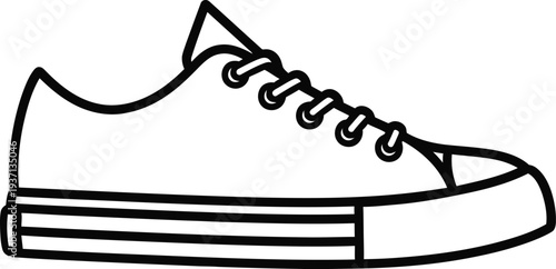 Canvas Sneaker Black Outline Icon – Editable Stroke Flat Vector Canvas Shoe Line Symbol for Web & App UI