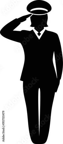 woman in uniform saluting with right hand on her forehead