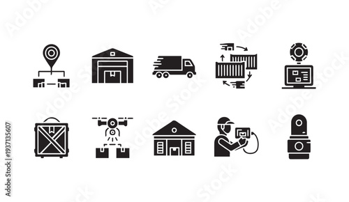 Logistics and delivery icons for business and transportation needs