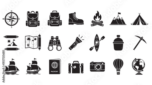 Set of 20 travel icons vector
