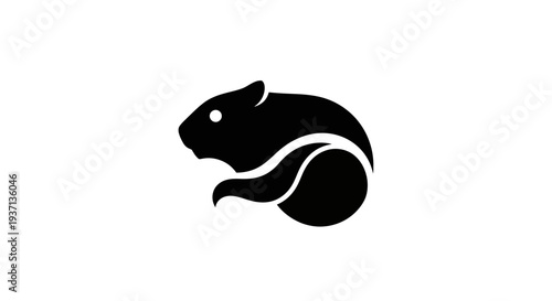 Stylized hamster icon black and white