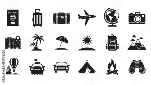 Set of 20 travel icons vector