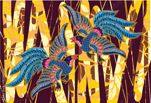 A beautiful floral and bird batik motif with contemporary colors. eps 10