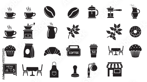 Set of 25 coffee icons vector