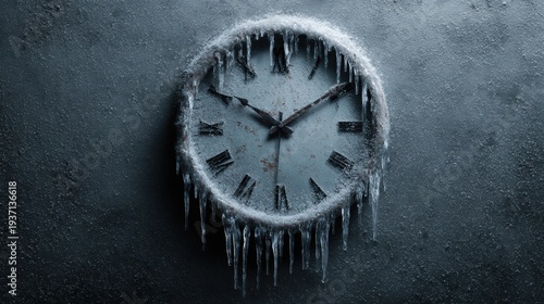 Wallpaper Mural Frozen clock with icicles on a dark background. Torontodigital.ca