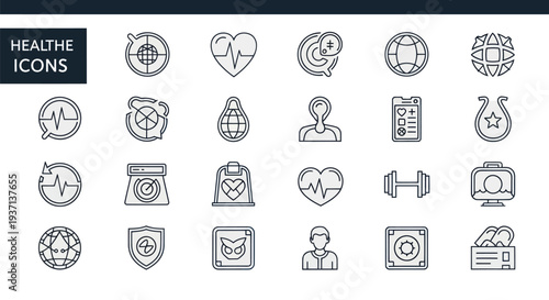 Health and wellness icon set