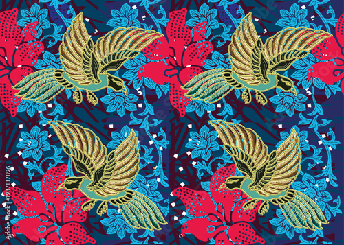A beautiful floral and bird batik motif with contemporary colors. eps 10