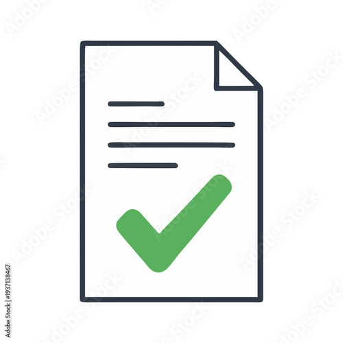 Approved document with green checkmark for confirmation and validation