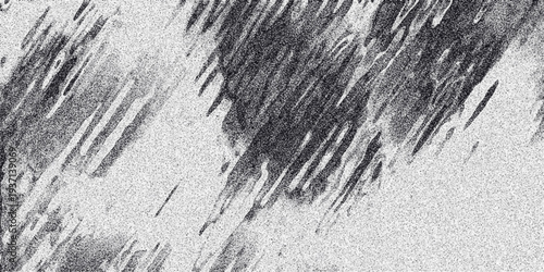 Abstract monochrome texture with diagonal dark gray brush strokes and speckled white areas creating a painterly or distressed artistic background effect
