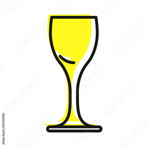 shot glass contour comic cartoon style with yellow shadow