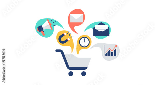 E-commerce Marketing Strategy: Digital Promotion, Customer Attraction, and Sales Growth Funnel Illustrated