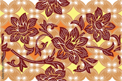 A beautiful floral and bird batik motif with contemporary colors. eps 10
