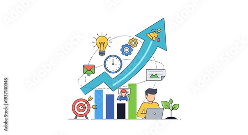 Business Growth Chart with Office Workers.