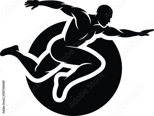 running athlete silhouette logo, sprint runner sport icon, athletic speed motion symbol, track and field athlete illustration