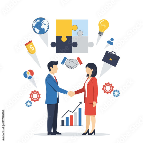 Business Partners Shaking Hands in Agreement.