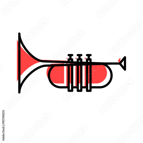 icon of musical pipe contour cartoon style with red shadow