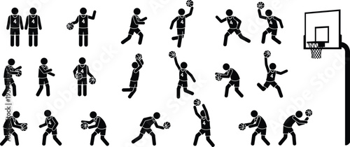 basketball, player, silhouette, sport, athlete, action, dribble, pass, run, jump, shoot, dunk, hoop, net, jersey, number, game, motion, skill, training